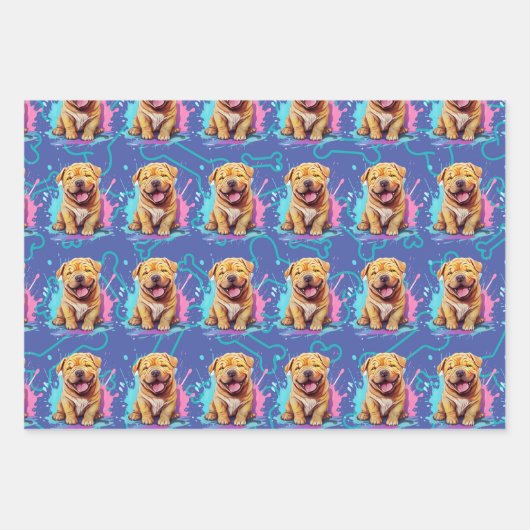 Shar Pei Wrapping Paper Geschenkpapier Set (Vorderseite 2)