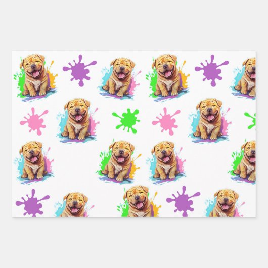 Shar Pei Wrapping Paper Geschenkpapier Set (Vorderseite)