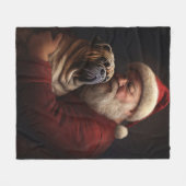 Shar Pei zu Weihnachten Fleecedecke (Vorderseite (Horizontal))