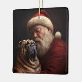 Shar Pei zu Weihnachten Keramikornament (Links)