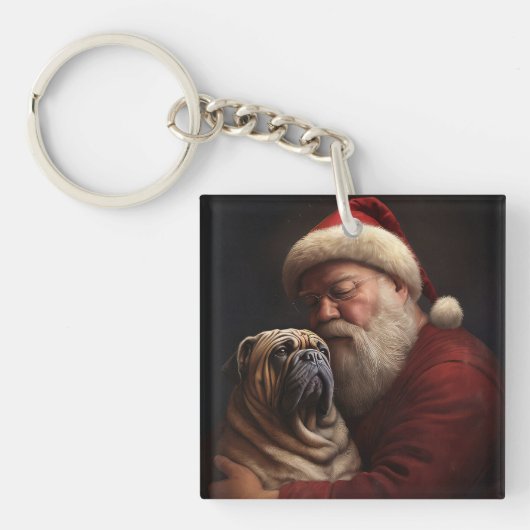 Shar Pei zu Weihnachten Schlüsselanhänger (Vorderseite)