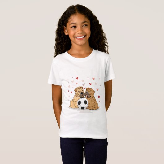 Shar Peis with soccer ball for Valentine's Day T-Shirt (Vorne ganz)
