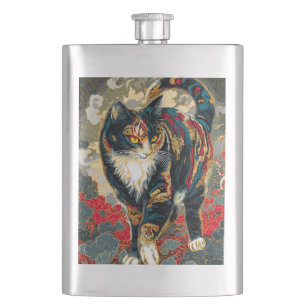 Sharaku Style Kabuki Lucky Cat Flachmann