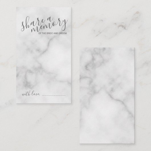 'Share a Memory' Elegant Marble Script Hochzeit Hinweiskarte (Vorne/Hinten)