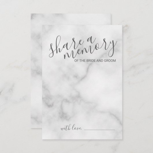 'Share a Memory' Elegant Marble Script Hochzeit Hinweiskarte (Vorne/Hinten)