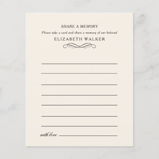 Share a Memory Funeral Service Attendance (Rückseite)