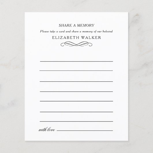 Share a Memory Funeral Service Attendance (Rückseite)