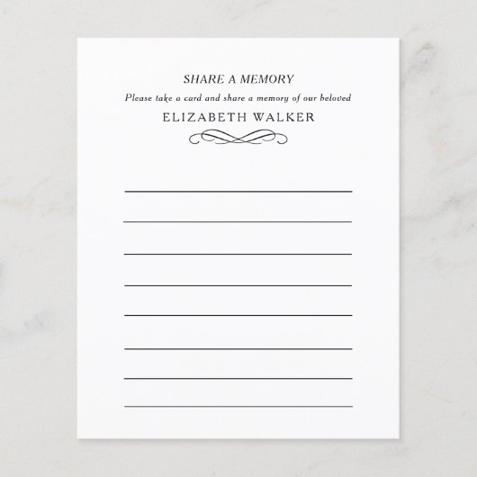 Share a Memory Funeral Service Attendance (Vorderseite)