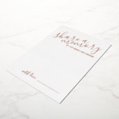 'Share a Memory' Moderne Script Wedding Rose Gold Folieneinladung (Gedreht)