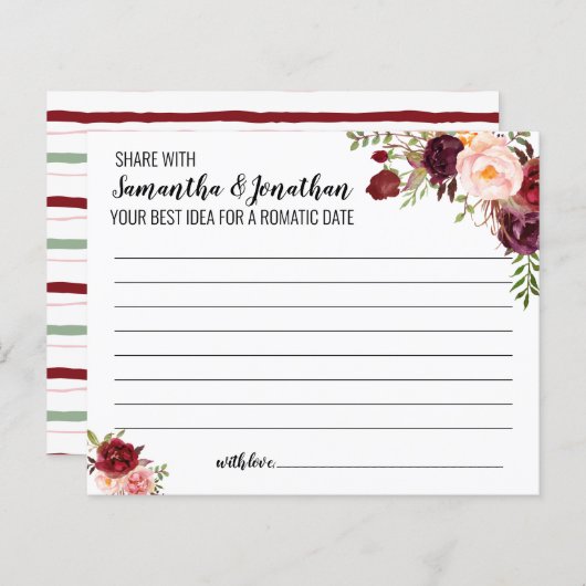 Share Date Idea Marsala Blume Brautparty Game (Vorne/Hinten)