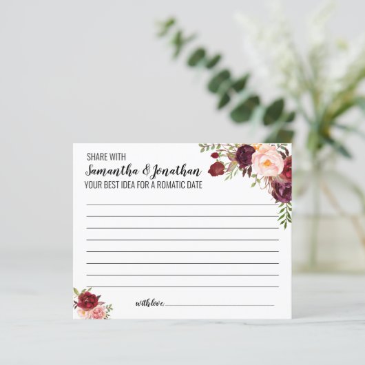 Share Date Idea Marsala Blume Brautparty Game (Stehend Vorderseite)