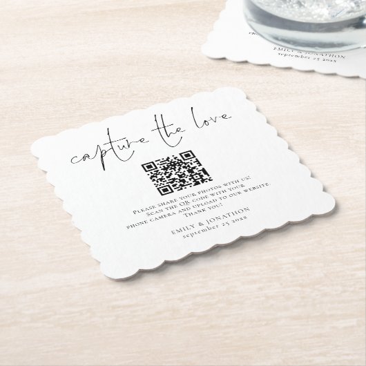 Share Foto QR Code Capture the Liebe Wedding Untersetzer (angewinkelt)