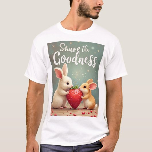 "Share the Goodness" - Dreamy Rabbit & Hamster T-Shirt (Vorderseite)