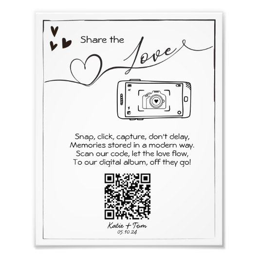 Share the Liebe Wedding Foto QR Code Poster (Vorne)