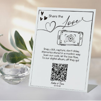 Share the Liebe Wedding Foto QR Code Poster Sockelschild