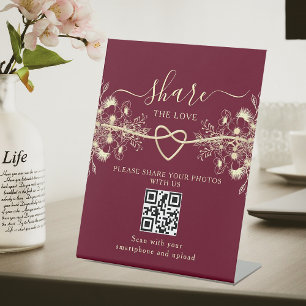 Share the Liebe Wedding QR Code Pedestal Sign Sockelschild