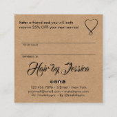 Share the love kraft script typography referral ca quadratische visitenkarte (Rückseite)