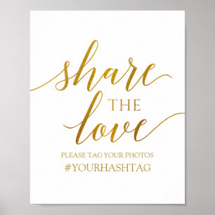 Share the Love Romantic Calligraphy -Faux Foil Poster