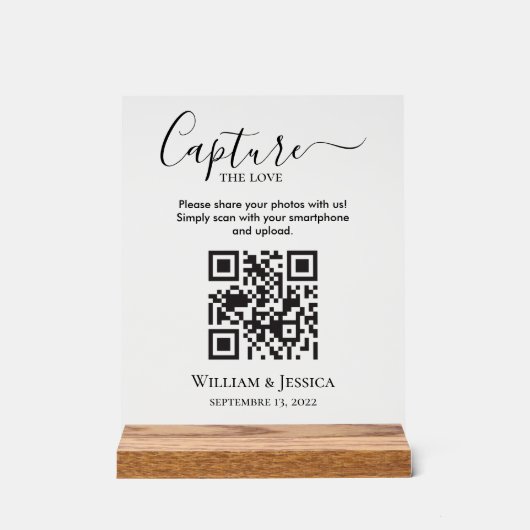 Share Wedding Photos With QR Code Acrylschild (Vorderseite)