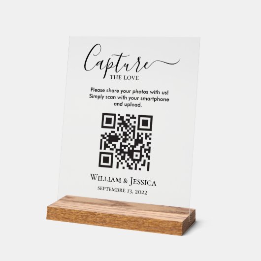 Share Wedding Photos With QR Code Acrylschild (Winkel)