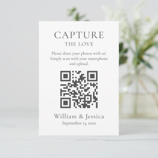 Share Wedding Photos With QR Code Karte (Stehend Vorderseite)