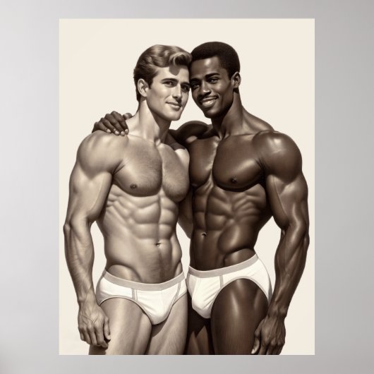 Shared Radiance: A Golden Age Duo Embracing Poster (Vorne)
