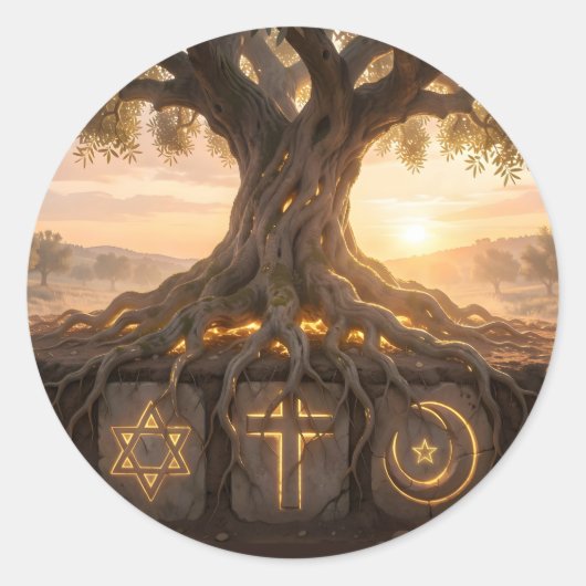 Shared Roots – Interfaith Unity Classic Round Runder Aufkleber (Vorderseite)