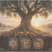 Shared Roots – Interfaith Unity Quadratisches Viny Aufkleber (Vorderseite)