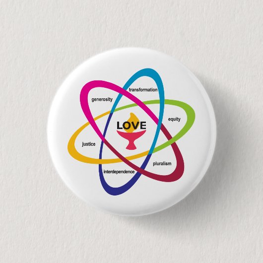 Shared Values Atom - Unitaristischer Universalist  Button (Vorderseite)