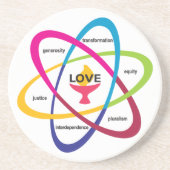 Shared Values Atom - Unitaristischer Universalist  Getränkeuntersetzer (Vorne)