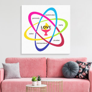 Shared Values Atom - Unitaristischer Universalist Leinwanddruck