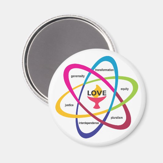 Shared Values Atom - Unitaristischer Universalist Magnet (Vorderseite/Rückseite)
