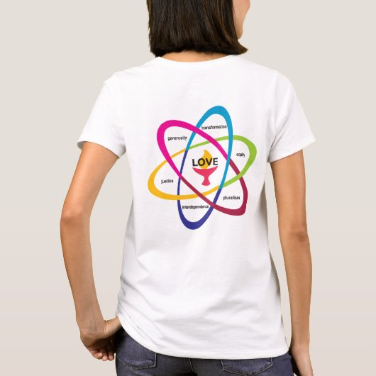 Shared Values Atom - Unitaristischer Universalist  T-Shirt (Rückseite)