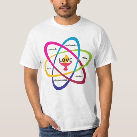 Shared Values Atom - Unitaristischer Universalist T-Shirt (Vorderseite)