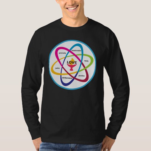Shared Values Atom - Unitaristischer Universalist T-Shirt (Vorderseite)