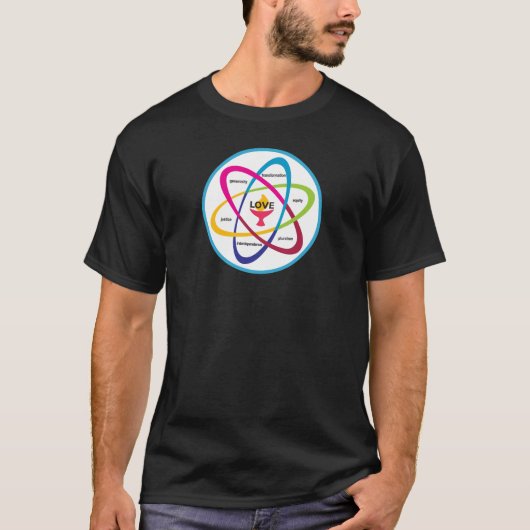 Shared Values Atom - Unitaristischer Universalist T-Shirt (Vorderseite)
