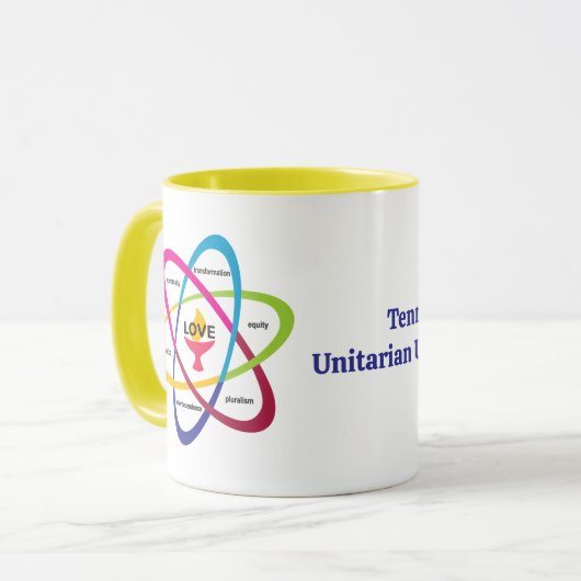 Shared Values Atom - Unitaristischer Universalist Tasse (Vorderseite Links)