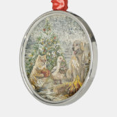 Shared Warmth Whimsical Farmhouse Animals Campfire Ornament Aus Metall (Links)