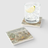 Shared Warmth Whimsical Farmhouse Animals Campfire Steinuntersetzer (Seitenansicht)