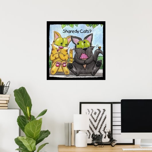 Sharedy Cats - Albern und Tig Poster (Heimbüro)