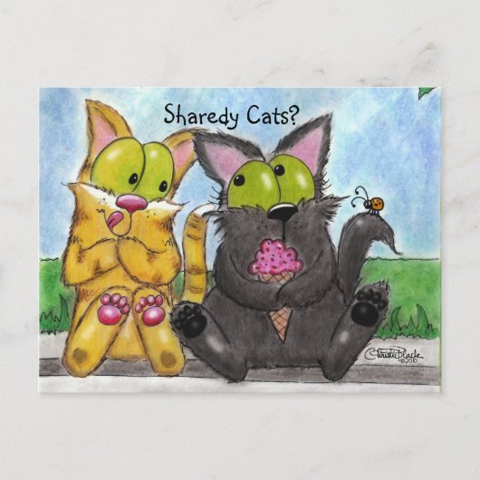 Sharedy Cats - Albern und Tig Postkarte (Vorderseite)