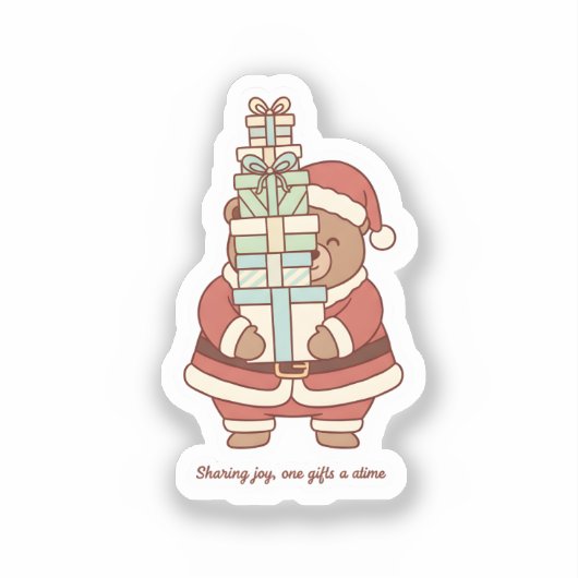 Sharing Joy Christmas Sticker | Cute Santa Gift (Vorderseite)