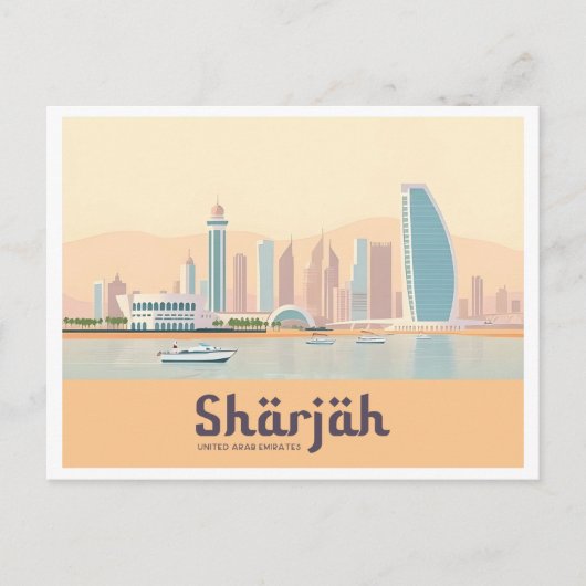 Sharjah UAE Pastel Travel Postkarte (Vorderseite)
