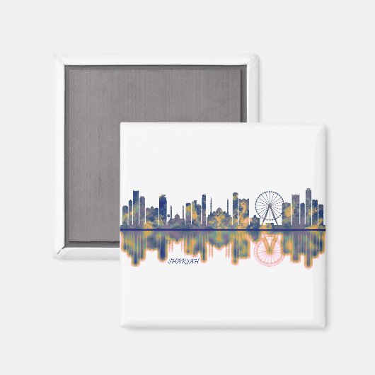 Sharjah UAE Skyline Magnet (Vorderseite/Rückseite)