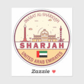 Sharjah United Arab Emirates City Skyline Emblem Aufkleber (Blatt)