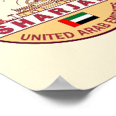 Sharjah United Arab Emirates City Skyline Emblem Poster (Ecke)
