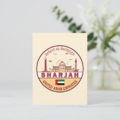 Sharjah United Arab Emirates City Skyline Emblem Postkarte (Stehend Vorderseite)