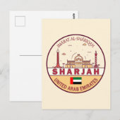 Sharjah United Arab Emirates City Skyline Emblem Postkarte (Vorne/Hinten)