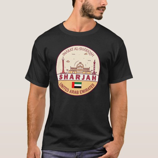 Sharjah United Arab Emirates City Skyline Emblem T-Shirt (Vorderseite)