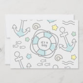 Shark Ahoy Baby Boy Birth Ankündigung (Rückseite)